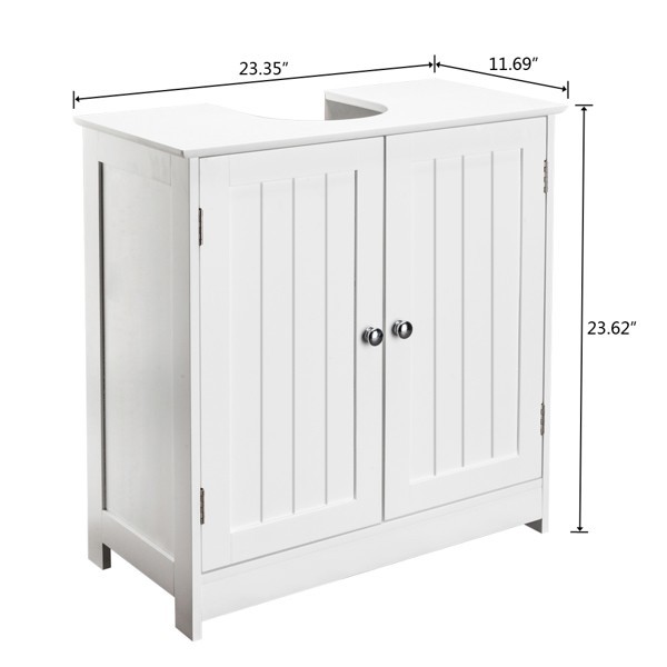 White Bathroom Sink Cabinet Storage Furniture with Cupboard and Shelves