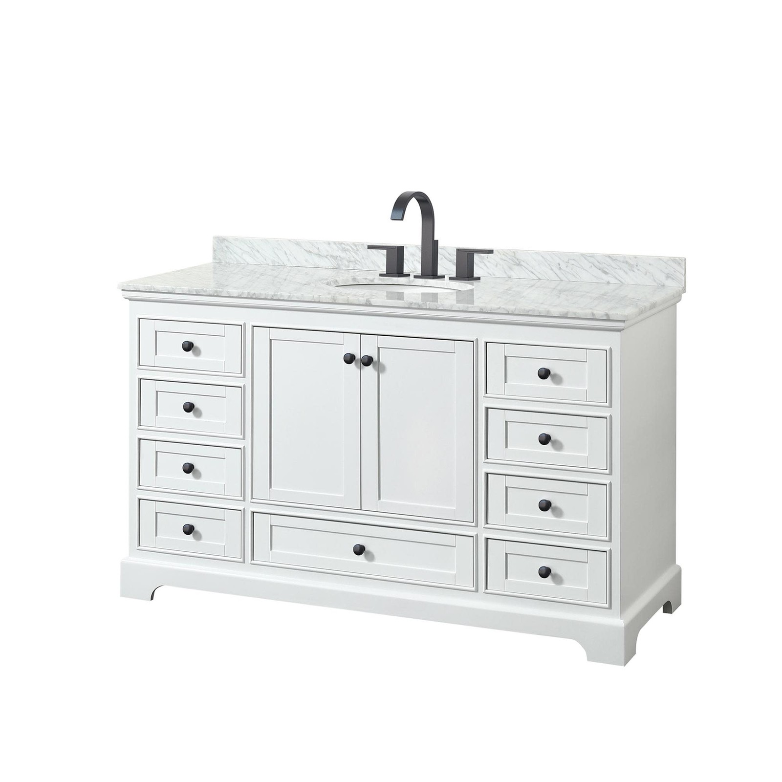 Wyndham Collection WCS202060SCMUNOMXX Deborah 60″ – White / White Carrara Marble