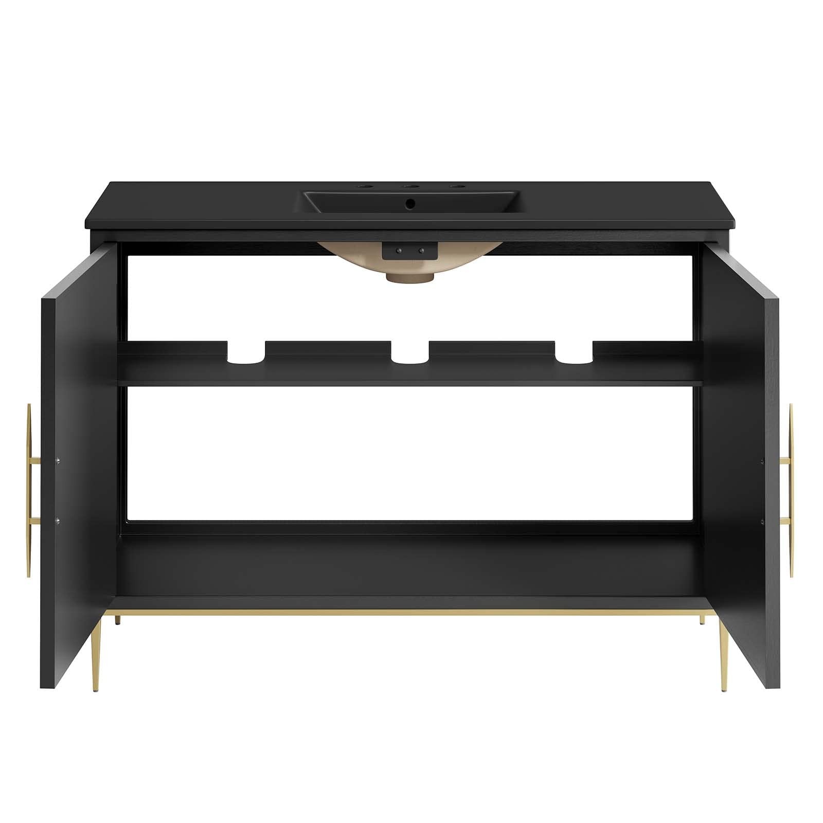 Modway Awaken 48″ Solid Wood and MDF Bathroom Vanity in Black