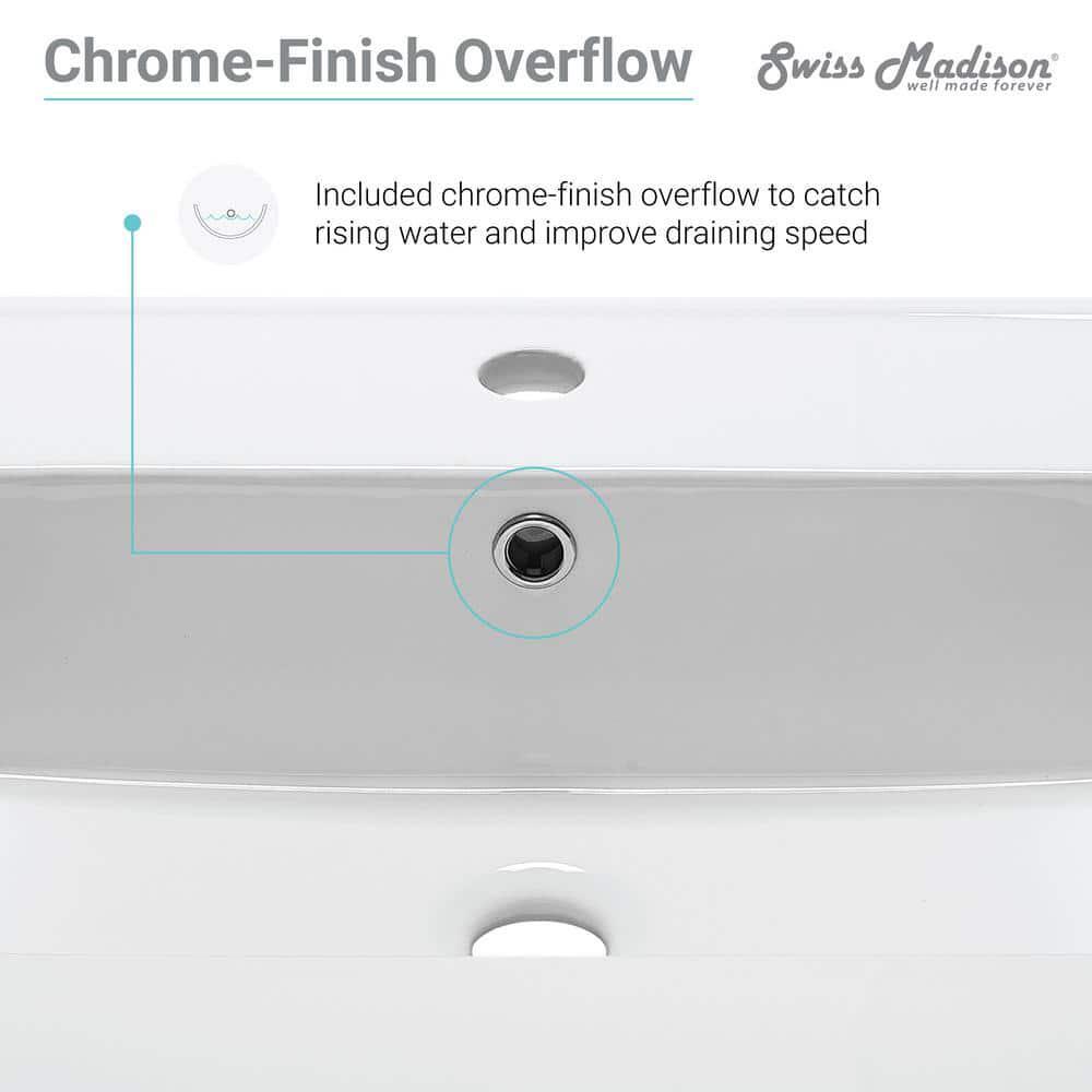 Swiss Madison Bathroom Vanity Top 24″ Pre-drilled Single Hole Ceramic White