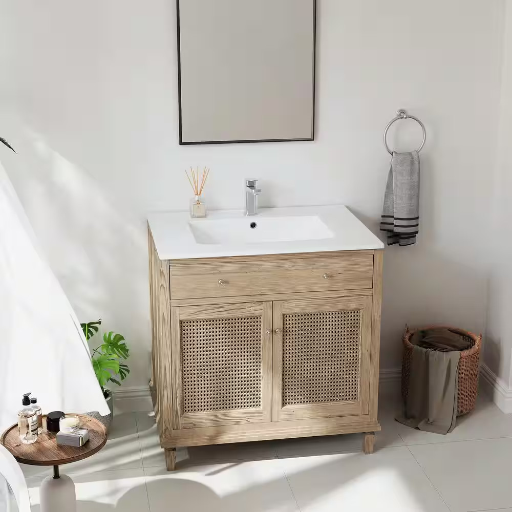 Dayton 31 In. W X 22 In. D Vitreous China Vanity Top in White with Single Faucet