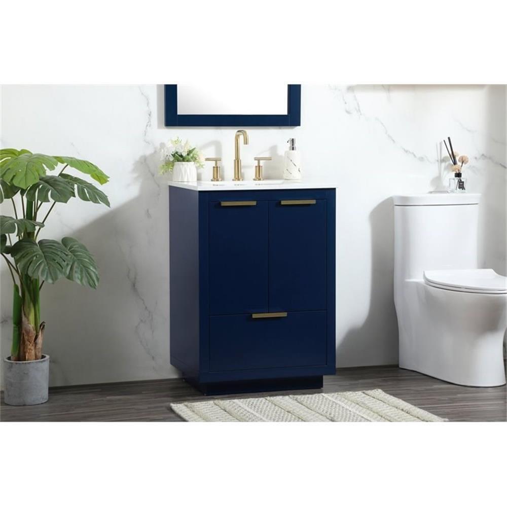 Elegant Decor Blake 24″ Aluminum Alloy MDF Single Bathroom Vanity in Blue