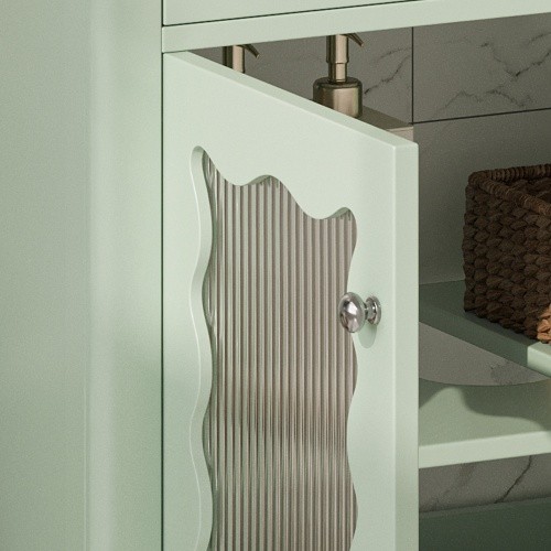 31 Bathroom Vanity With Tempered Glass, Modern Bathroom Cabinet With Rubber Wood