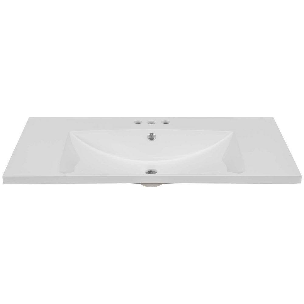 36 In. W X 18.03 In. D X 6.61 In. H Freestanding Bath Vanity Bathroom Sink in Wh