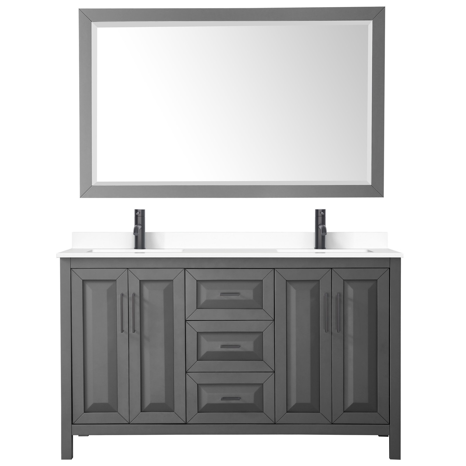 Wyndham Collection WCV252560D-VCA-M58 Daria 60″ – Dark Gray / White Cultured
