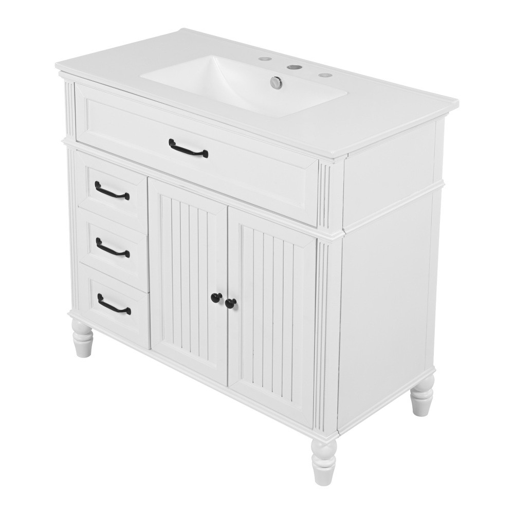 36″ Bathroom Vanity with Sink, Bathroom Cabinet with Drawers, Solid Frame