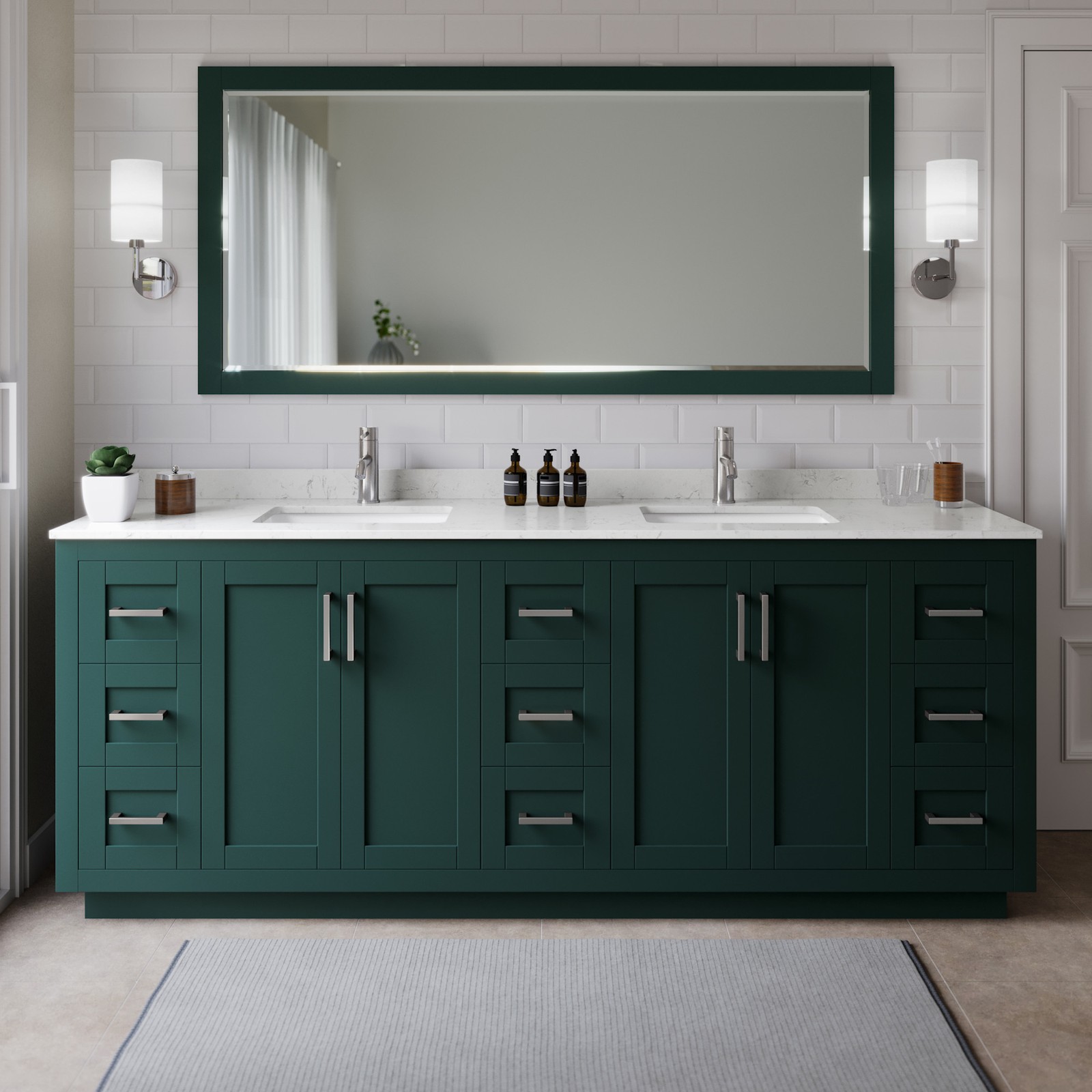 Wyndham Collection WCF2929-84D-VCA-M70 Miranda 84″ – Green / Carrara Cultured