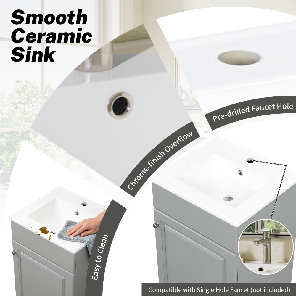 20″ Bathroom Vanity with Sink Vanity Cabinetwith Door Shelf and Adjustable Shelf