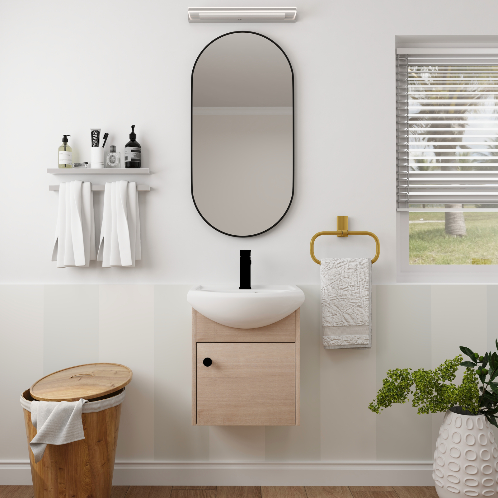 18″Floating Wall Mounted Bathroom Vanity Cabinet Set Sink for Small Space