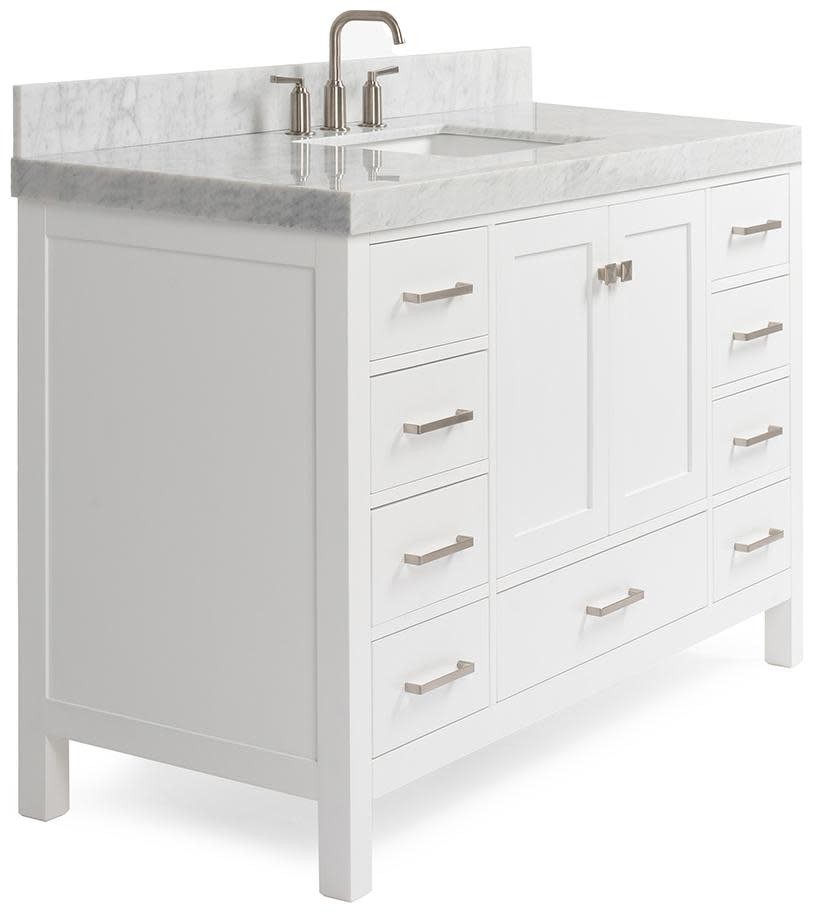 Ariel A054SCW5RVO Cambridge 55″ – White / Italian Carrara Marble Top / Brushed