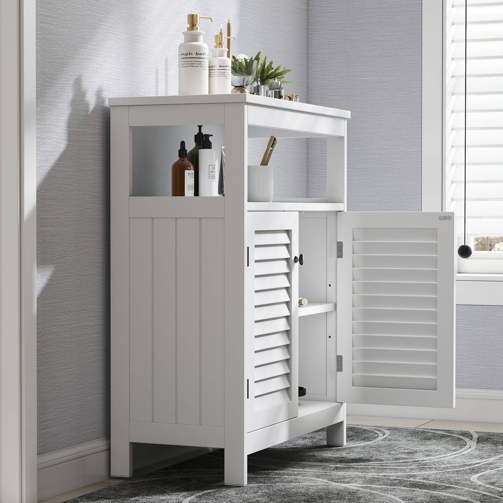Bathroom Storage Cabinet 23.6in White Modern Fit Most Home Decor Styles