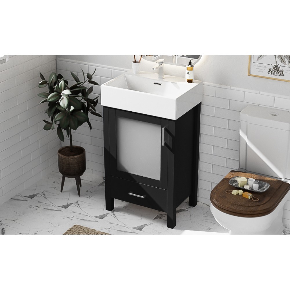 20In bathroom vanitywithceramic sink and ample storage ideal for small bathrooms