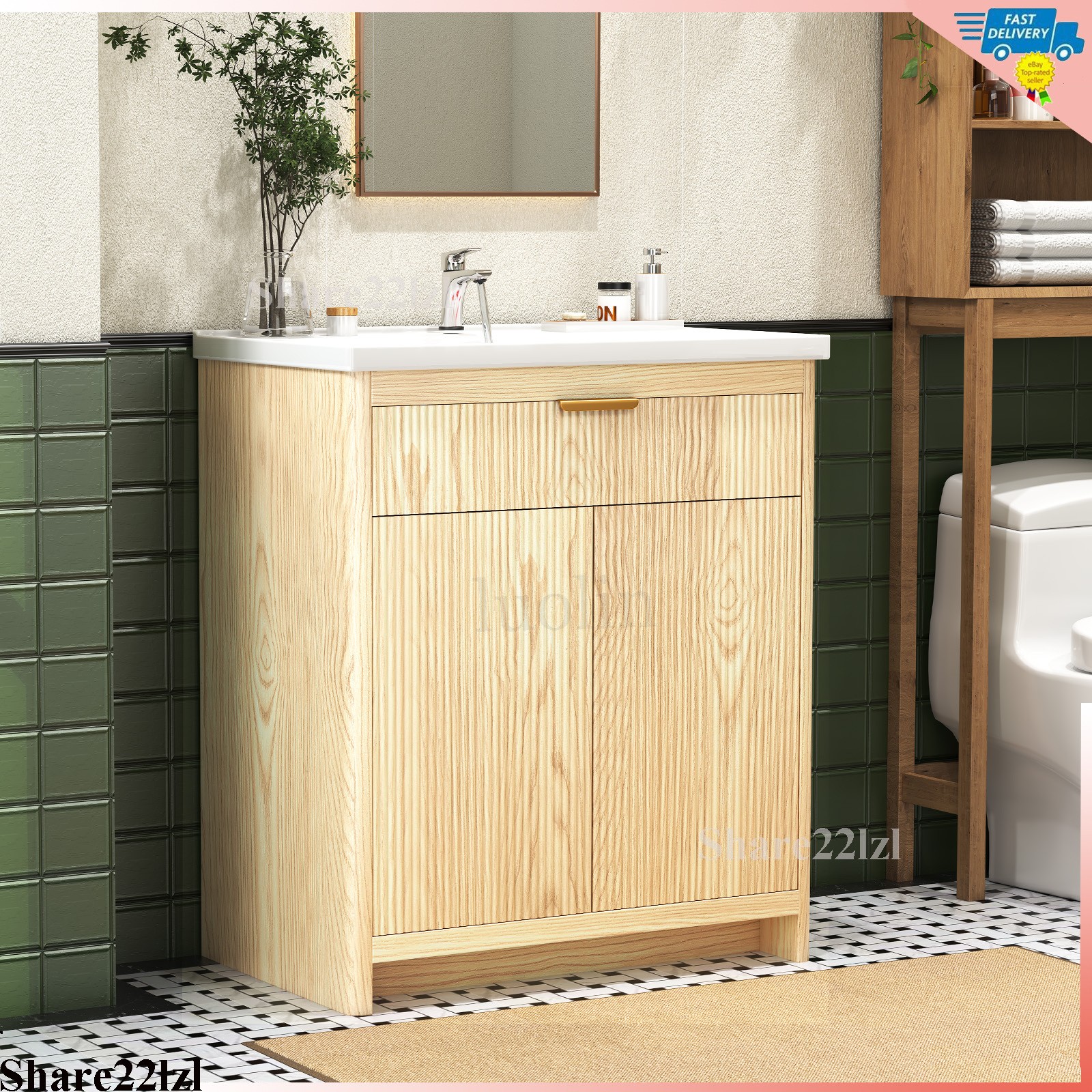 31.5″ Bathroom Vanity with Sink, Freestanding Particle Board Storage Cabinet