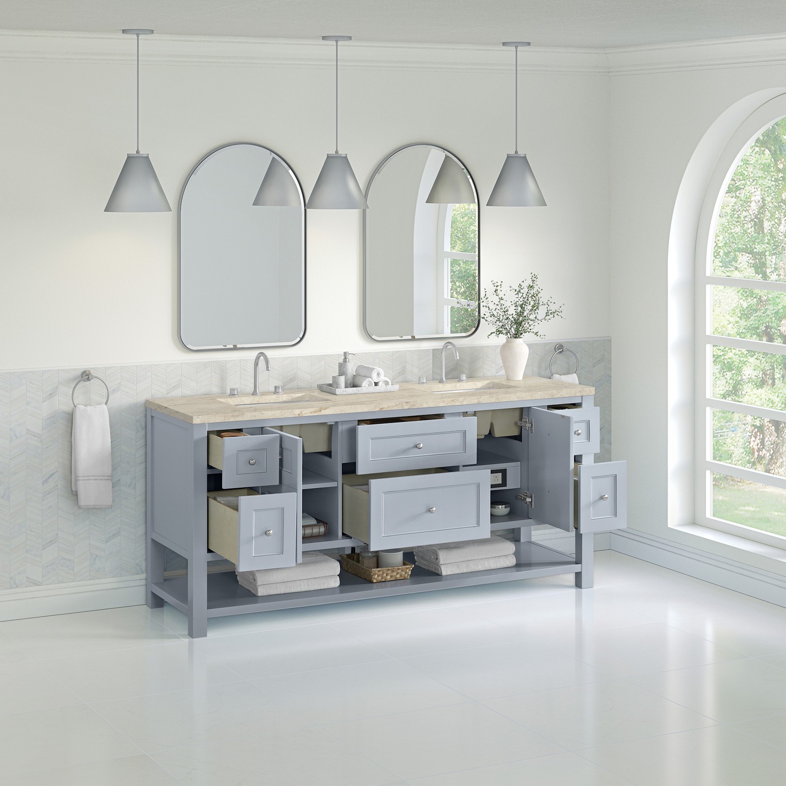 James Martin Vanities 330-V72-3TJR Breckenridge 72″ – White