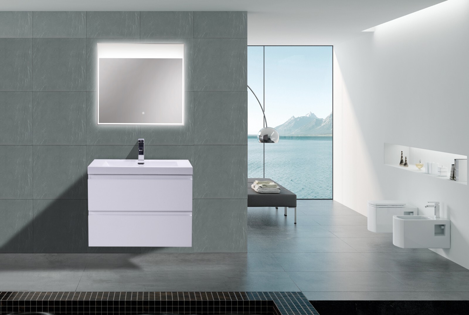 BOHEMIA LINA 30″ WALL MOUNTED BATH VANITY WITH REINFORCED ACRYLIC SINK MOB30