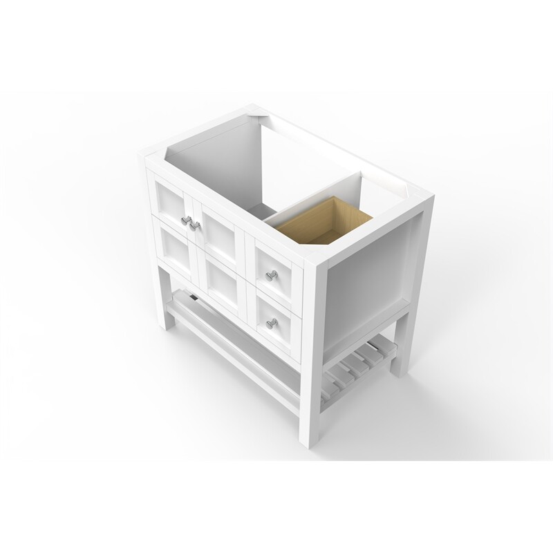 Modern 36″ Alicia White Wood Vanity Base with Chrome Handles