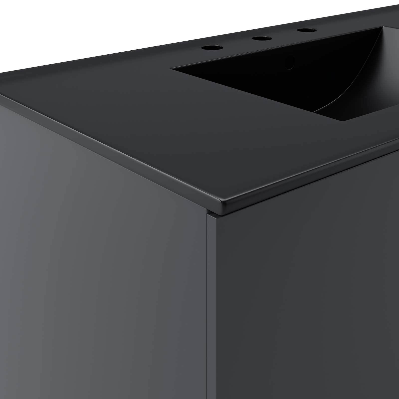 Modway Vitality 36″ Wall-Mount Bathroom Vanity in Gray Black