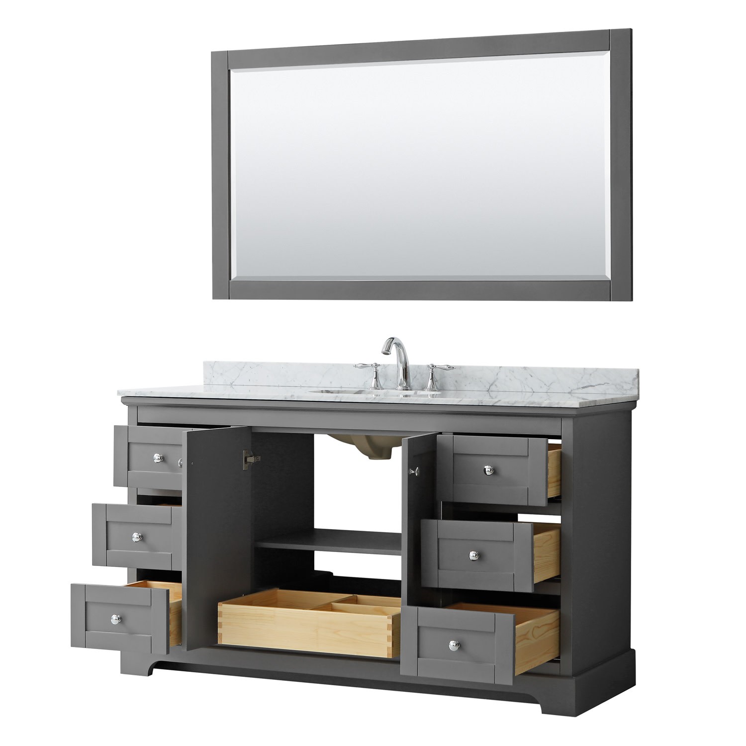 Wyndham Collection WCV232360SCMUNOM58 Avery 60″ – Dark Gray / White Carrara