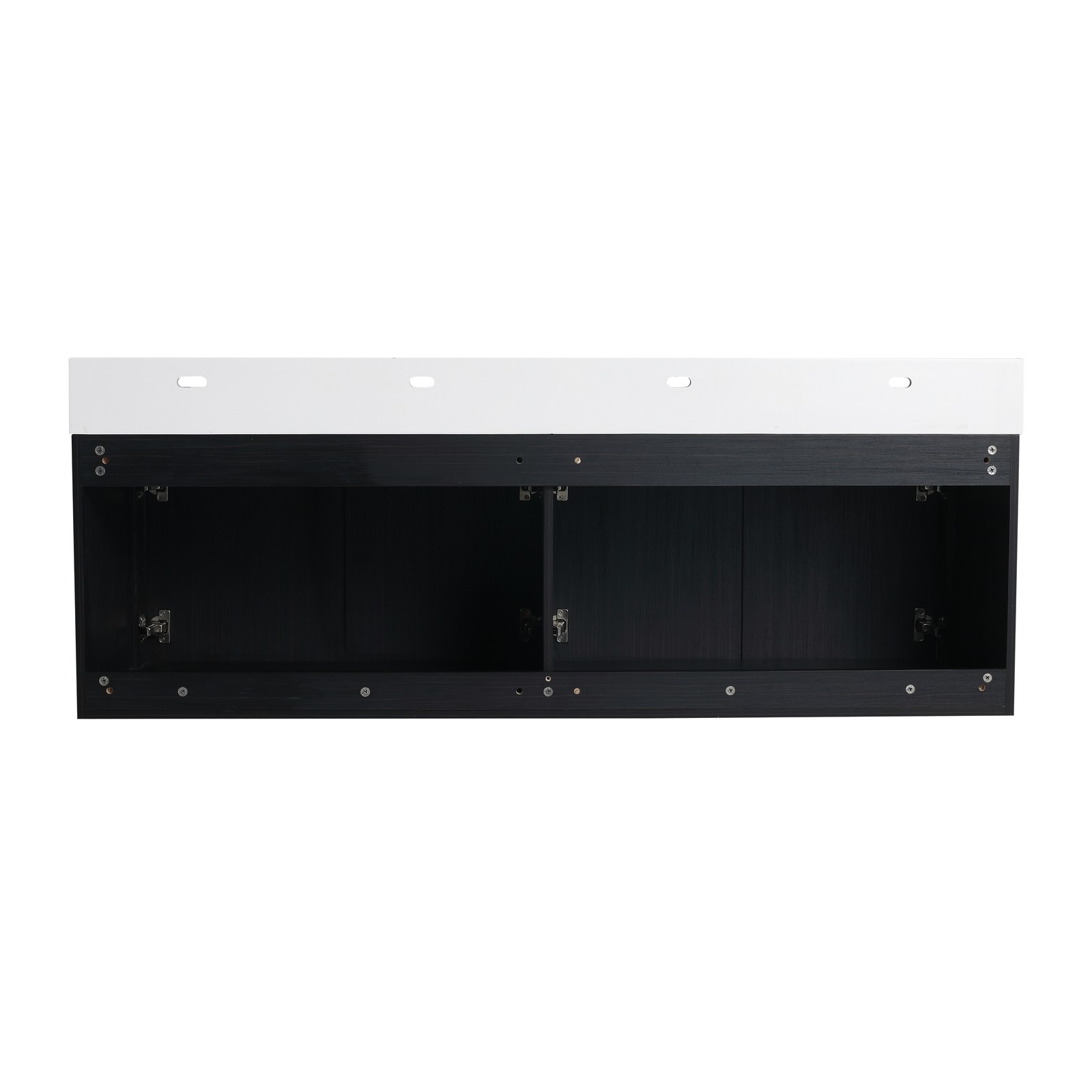 60 In Floating Wall-Mounted Bathroom Vanity Cabinet W/ Double Resin Top Basin