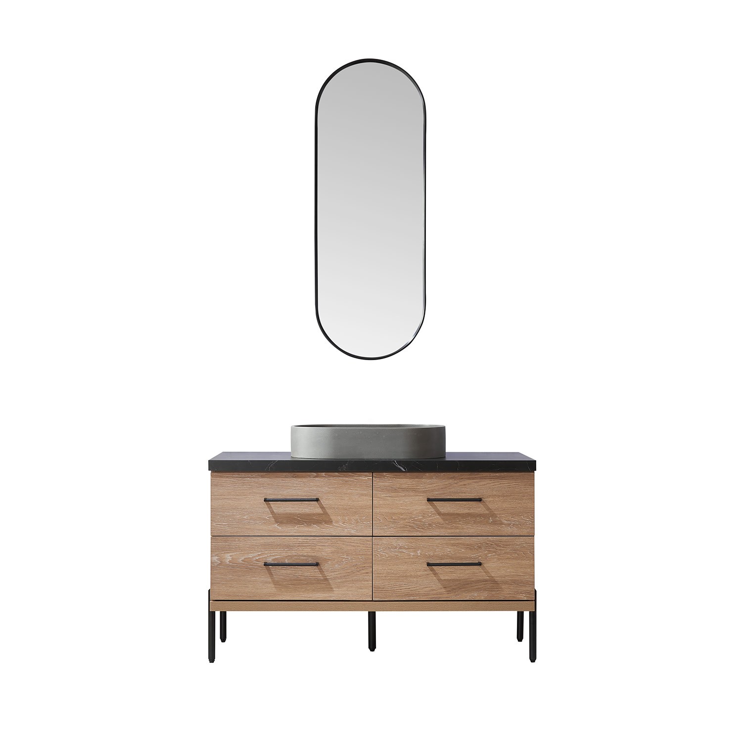 Miseno MV-705148O Trento 48″ – North American Oak / Black