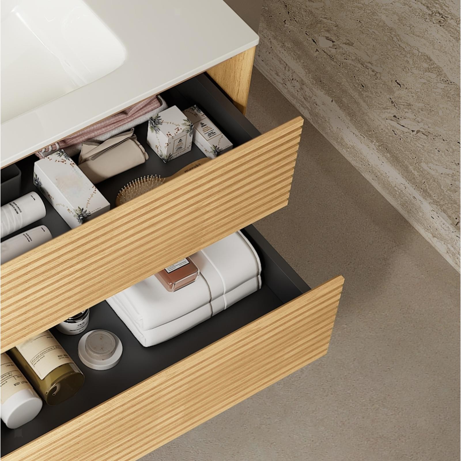 24″ Floating Bathroom Vanity with Sink, Pre-assembled Plywood Cabinet, Soft
