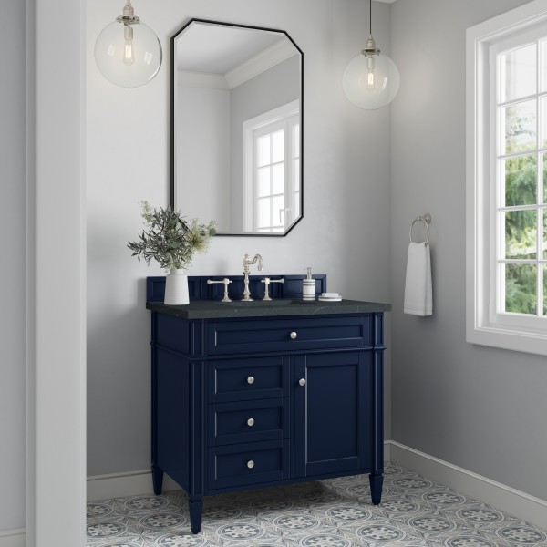 36″ James Martin Brittany 650-V36-VBL-3CSP Vanity Cabinet Charcoal Soapstone Top