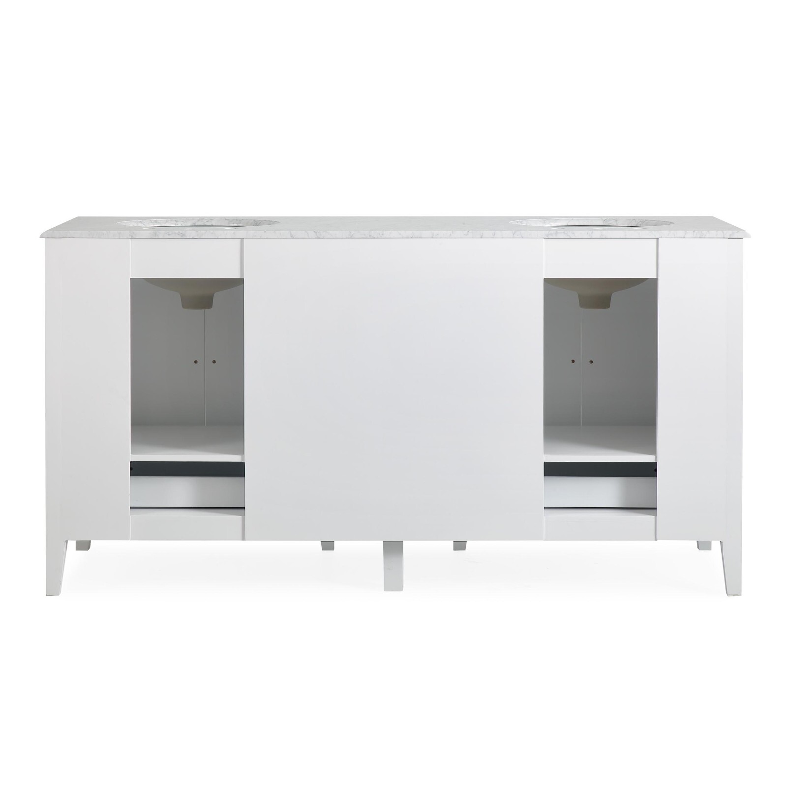68in Silkroad Exclusive V0269WW68D Double Sink White Carrara Marble Top Vanity