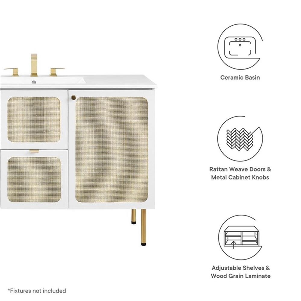 Pemberly Row 48″ Single Sink Wood & Metal Bathroom Vanity in White