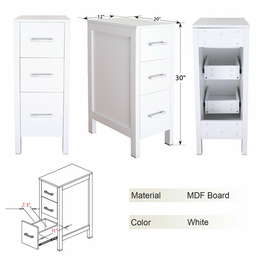 36″ White Bathroom Vanity Side Cabinet Vessel Glass/Ceramic Sink No Mirror