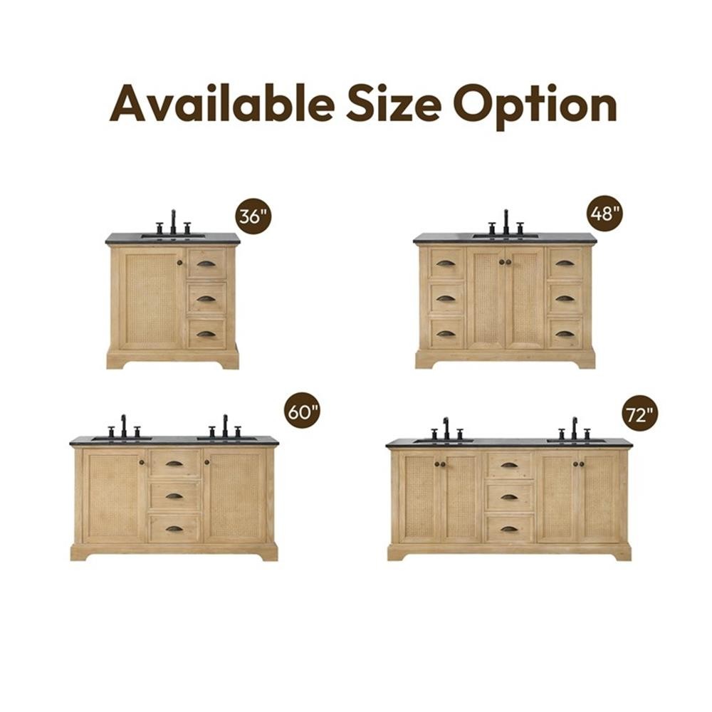 Hervas 36″ Fir Wood Brown Single Bath Vanity with Black Natural Celestite Marble
