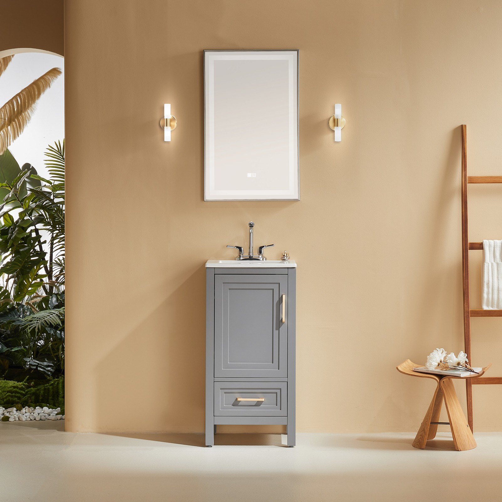 Freestanding Bathroom Vanity w/Ceramic Sink,Storage Cabinet w/Soft Close Door