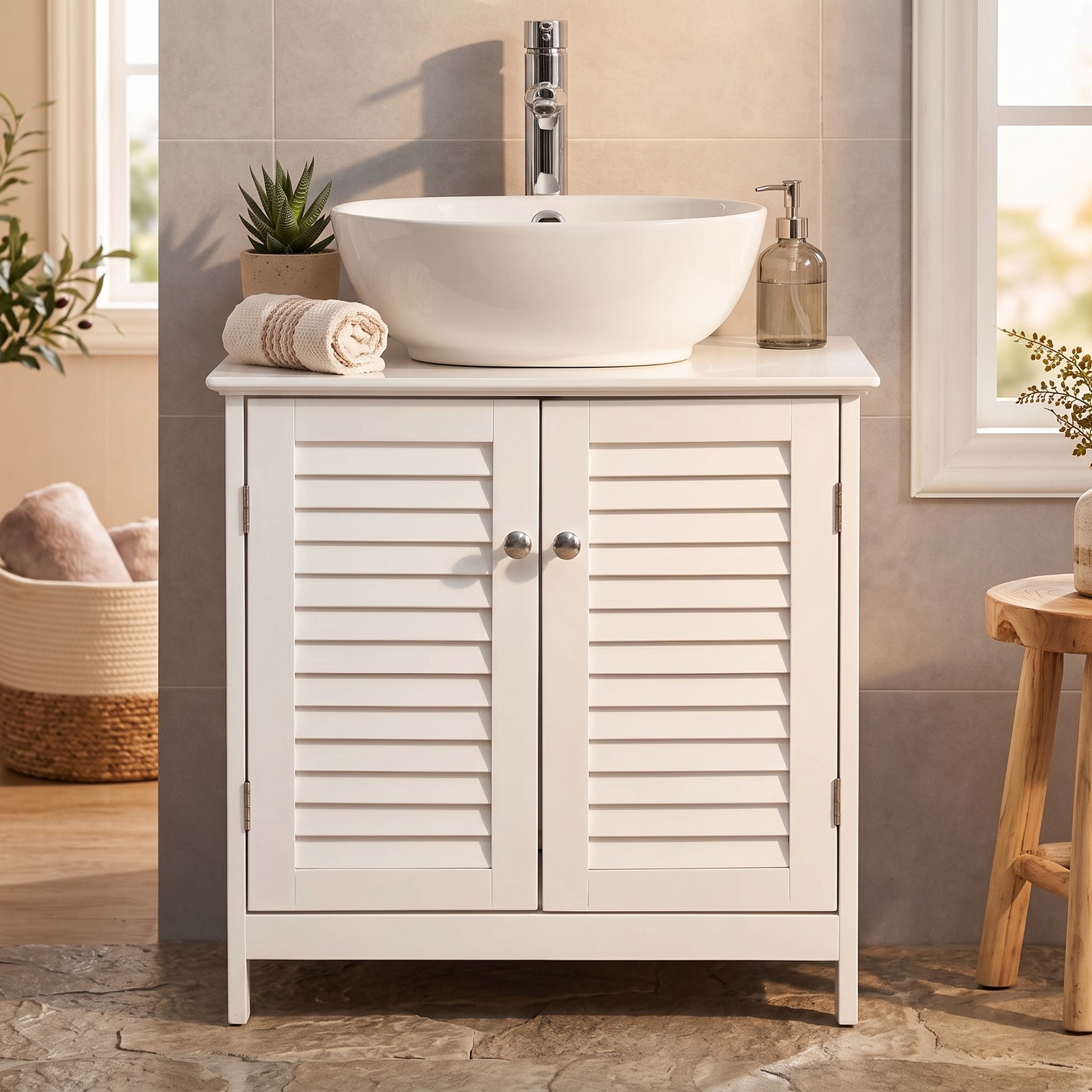 Bathroom Vanity U Cutout Under Sink Cabinet Wood Bathroom Storage Furniture