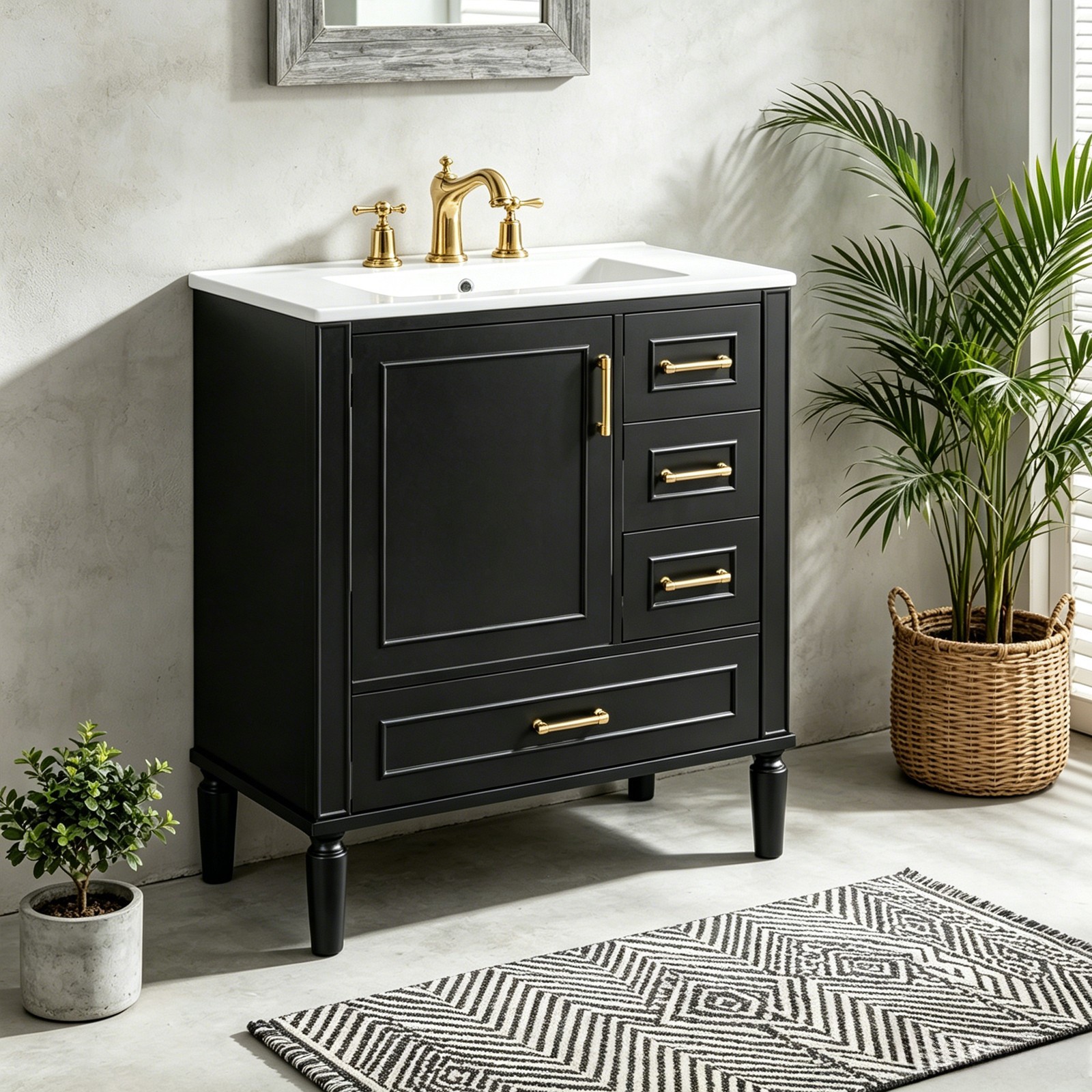 Bathroom Cabinet with Sink 30″ Freestanding Storage Vanity Cabinet for Bathroom
