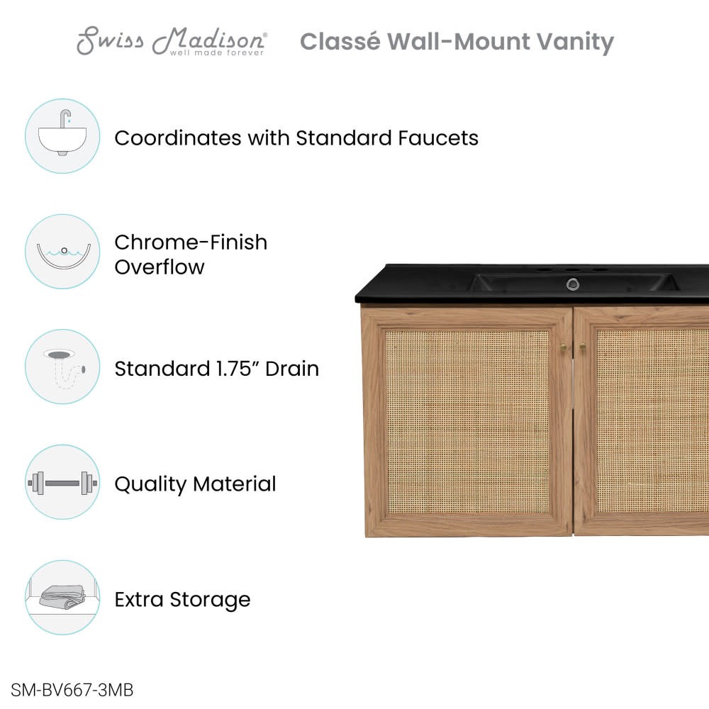 Swiss Madison SM-BV667-3MB Classe 36″ – Golden Oak / Matte Black