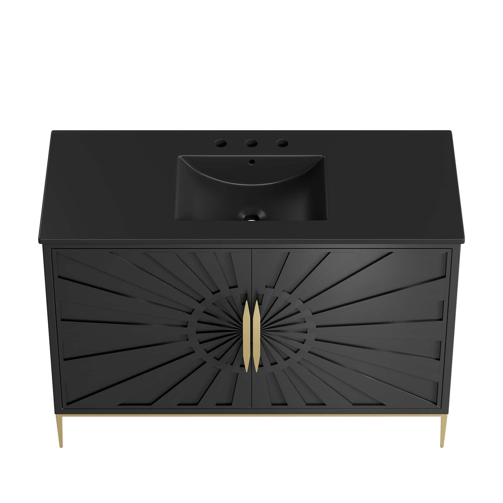 Modway Awaken 48″ Solid Wood and MDF Bathroom Vanity in Black