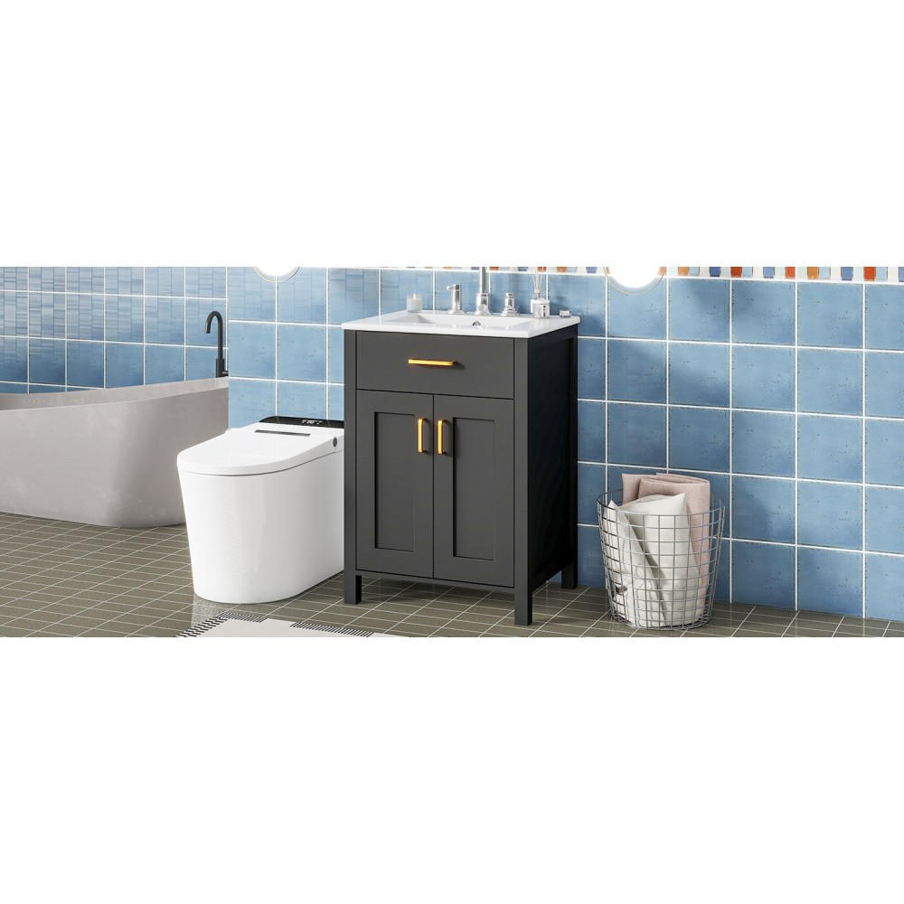 24″Bathroom Vanity Combo with Ceramic sink, Luxurious Space-Saving Vanity
