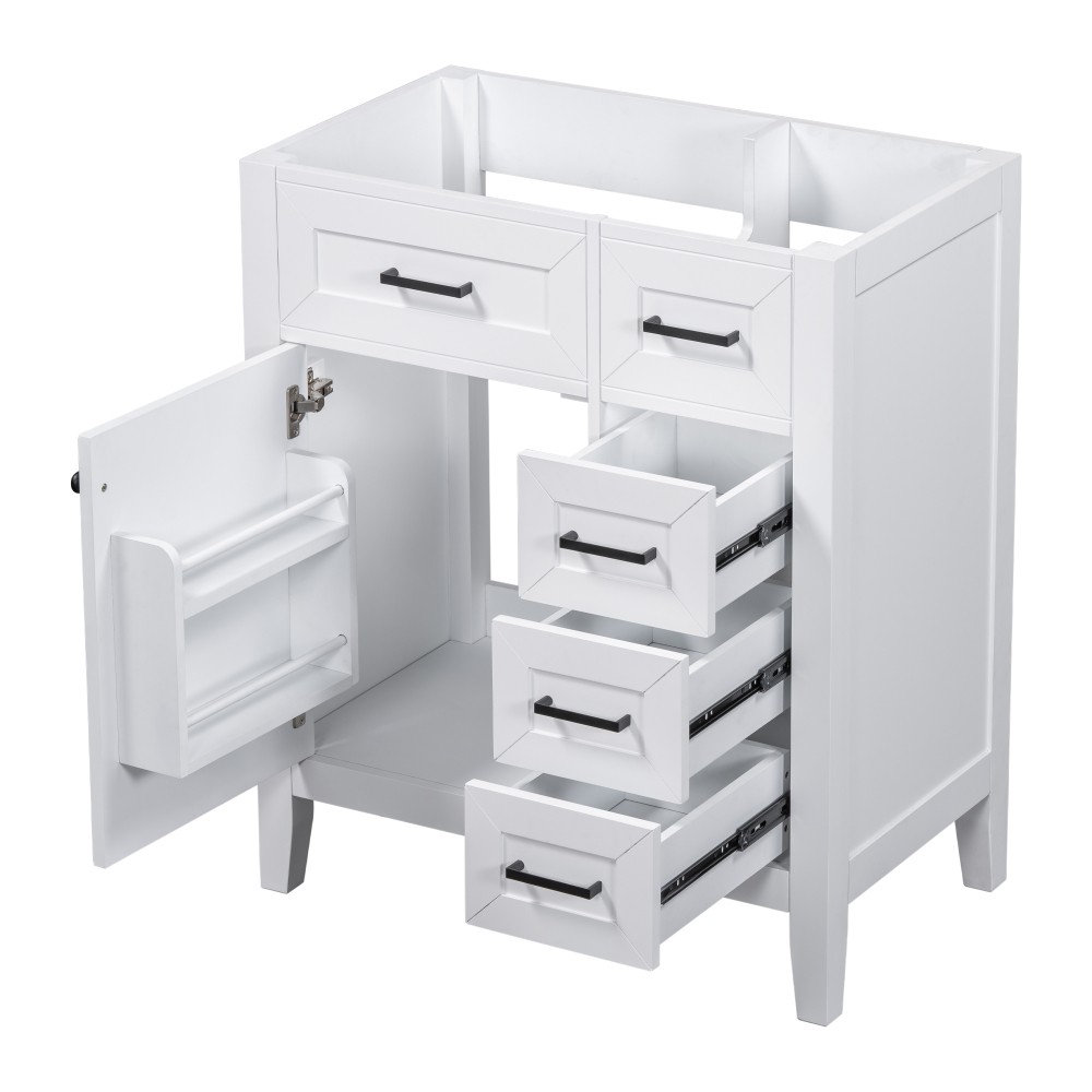 Vanity with Three Sliding Drawers and Shelves For Bathrooms Without Sinks