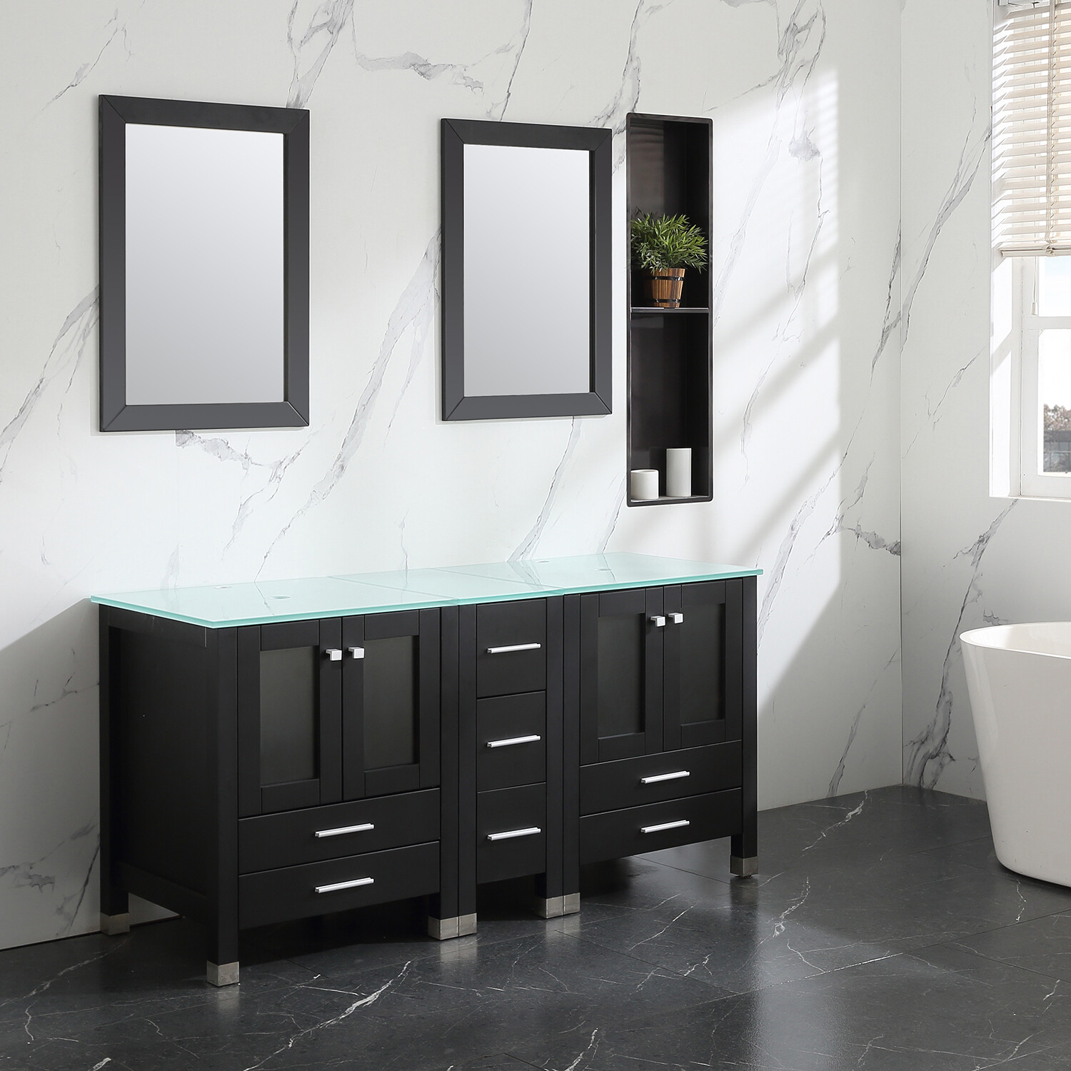 Bathroom Vanities 60″ Double Cabinets Combo w/Mirror