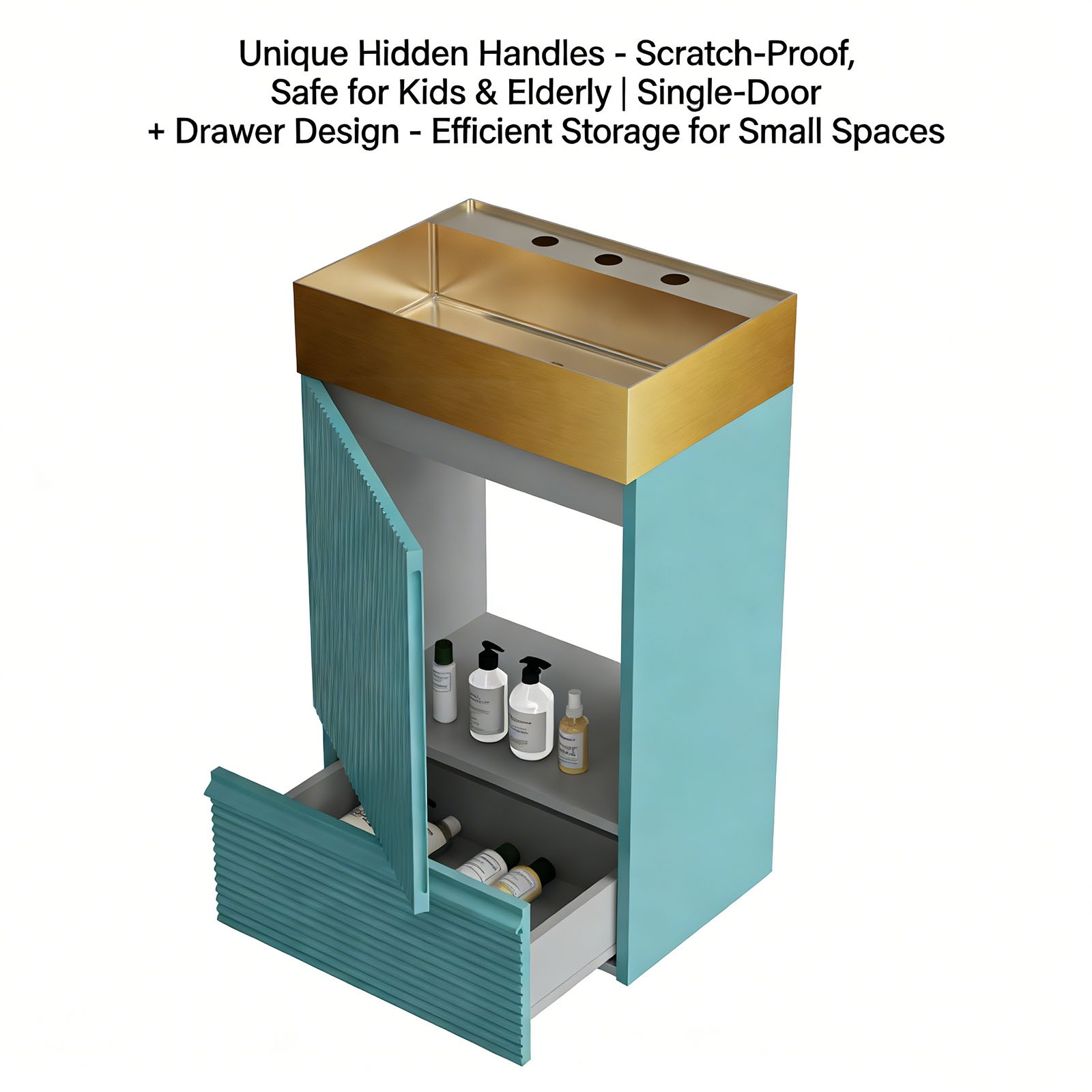 Bathroom Vanity with Sink Removable Design with Handle Features 3 Faucet Holes