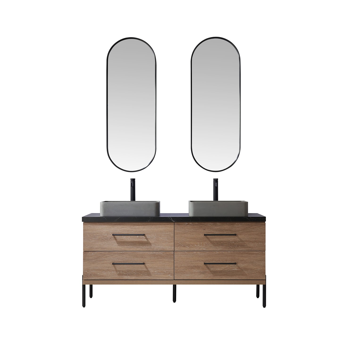 Miseno MV-705160S Trento 60″ – North American Oak / Black
