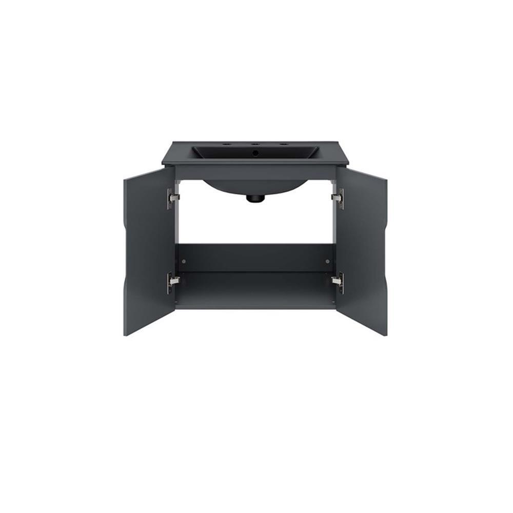 Modway Vitality 23″ Modern Wood/Ceramic Bathroom Vanity in Gray/Black