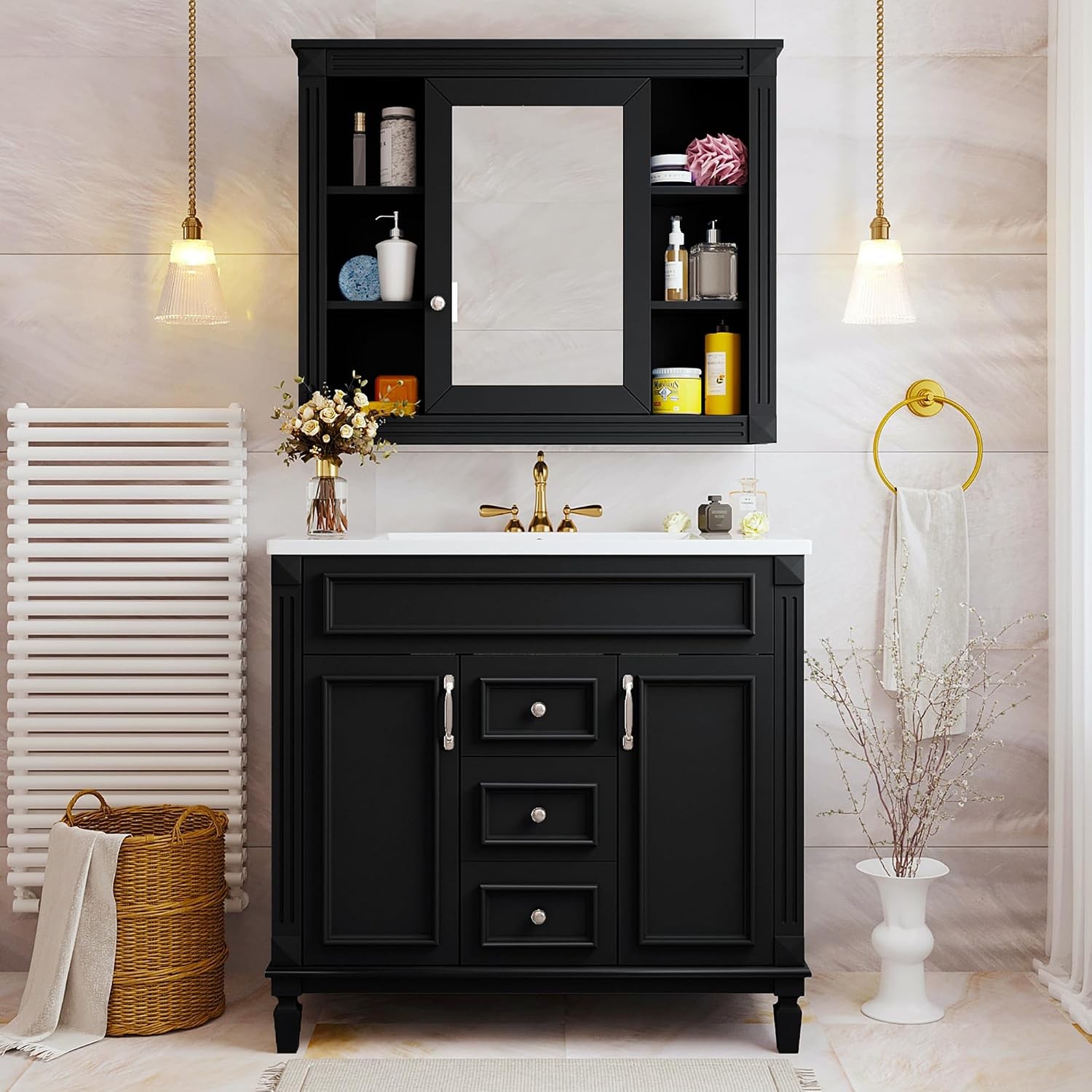 36″ Bathroom Vanity W/ Sink 36 inch Bathroom Vanity Storage Cabinet W/ Matching