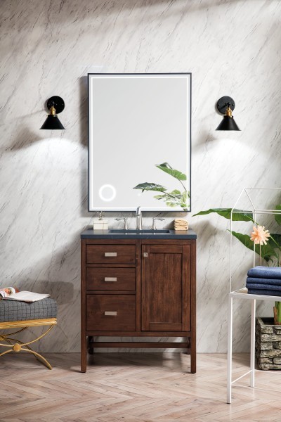 30″ James Martin Addison E444-V30-MCA-3CSP Vanity Cabinet Charcoal Soapstone Top