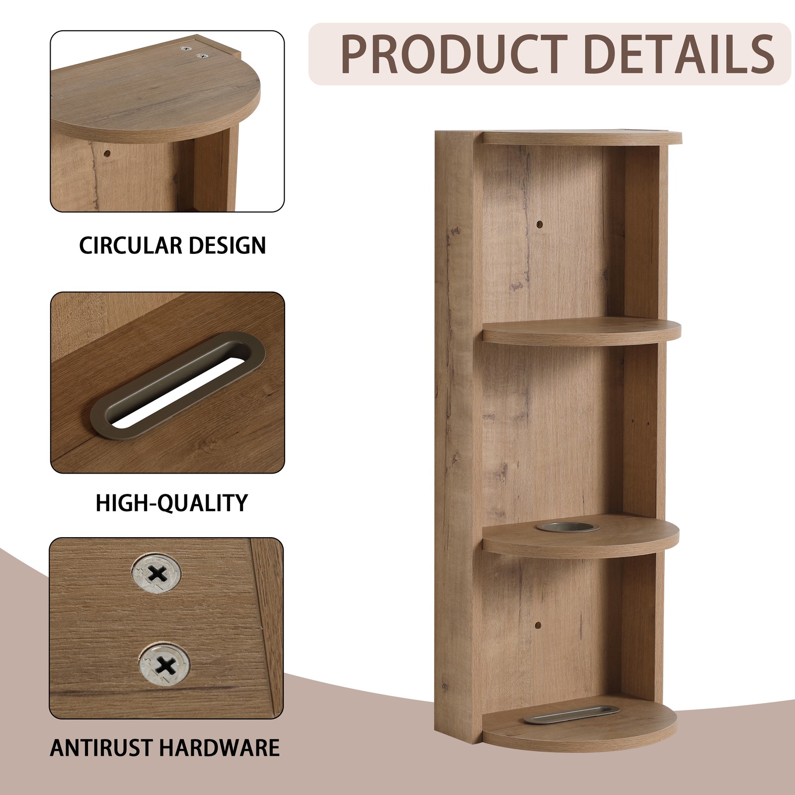 16Inch Wall Mounted Bathroom Vanity With Ceramic Sink Basin W/ Storage Rack Oak