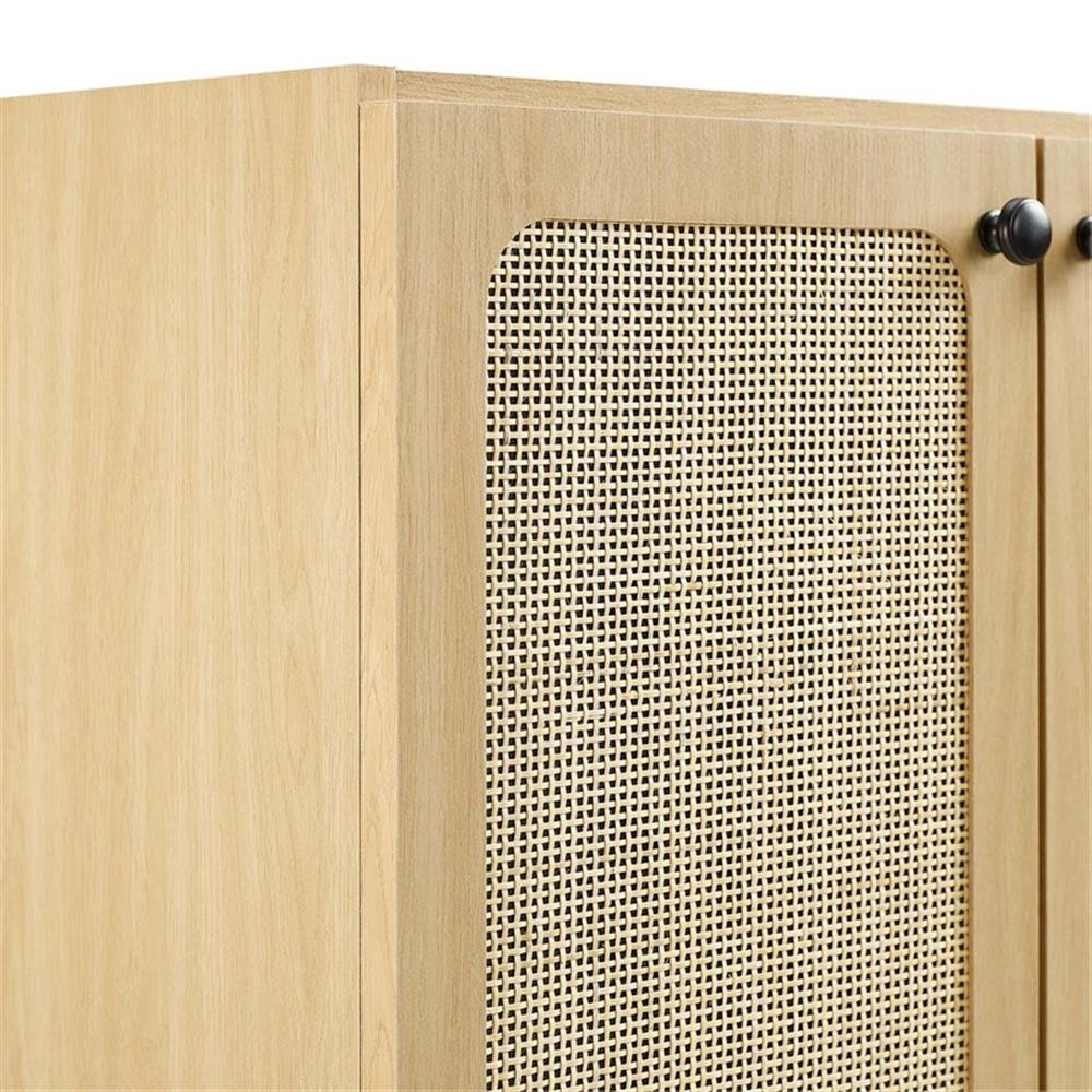 Modway Chaucer 24″ Wood & Rattan Bathroom Vanity Cabinet in Oak