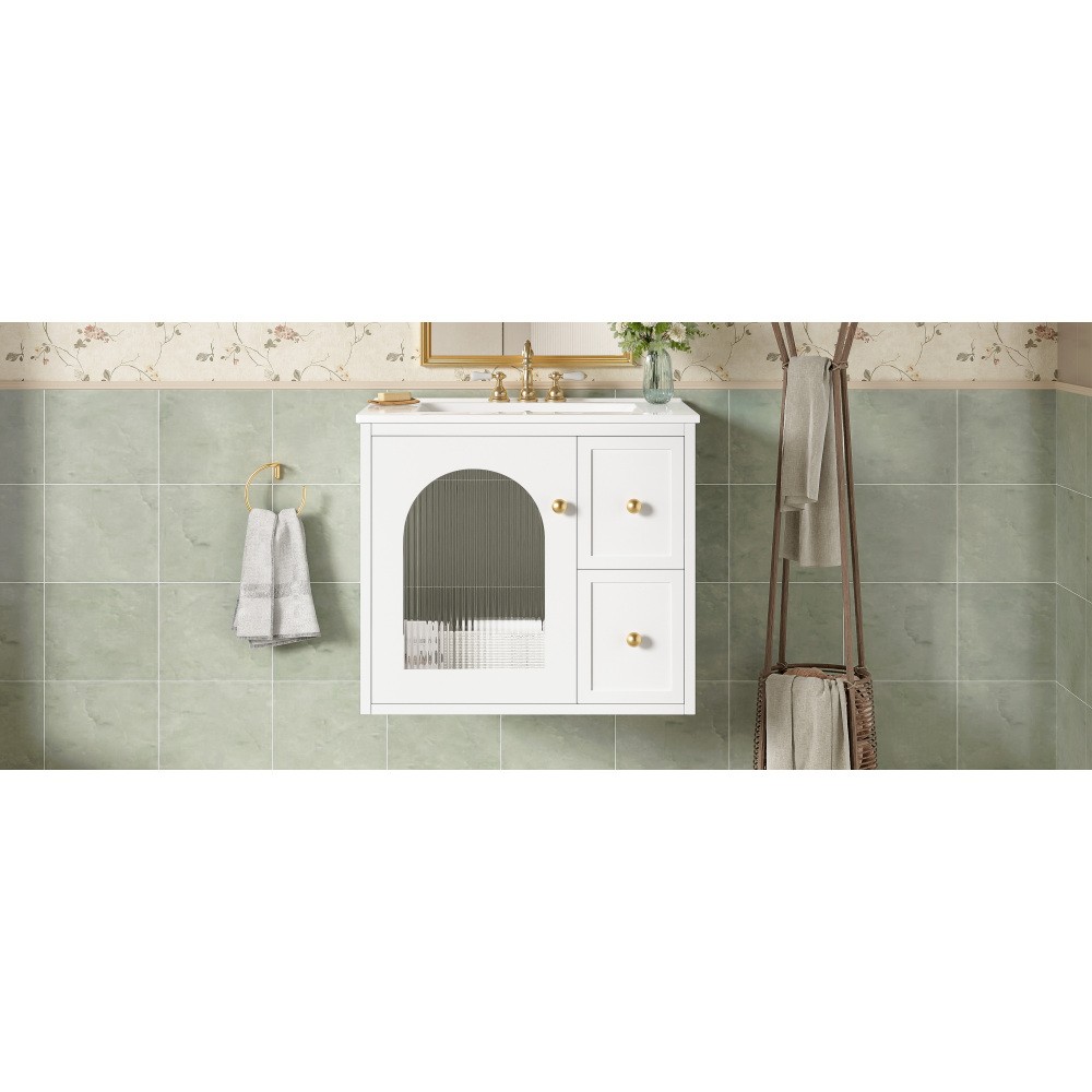 24″ Bathroom Vanity Set Wall Mounted for Small Space, Bathroom Cabinet
