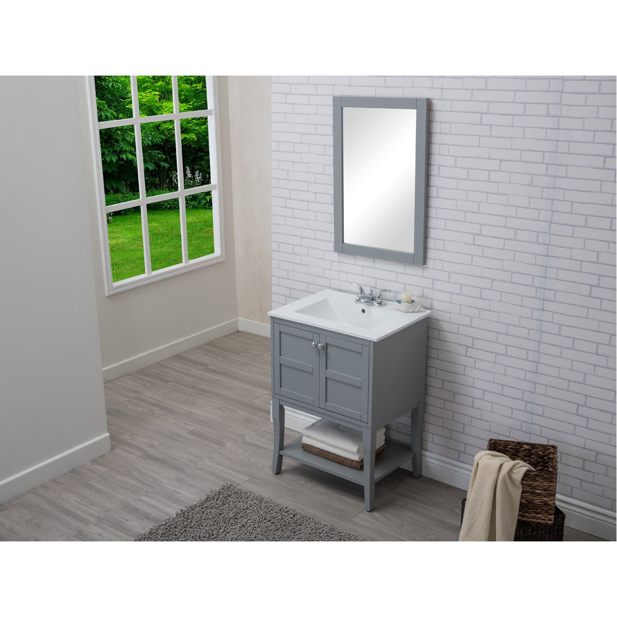 Elegant Lighting VF2101 Mason 24 X 33.25 inch Grey and Chrome Vanity Set in Gray