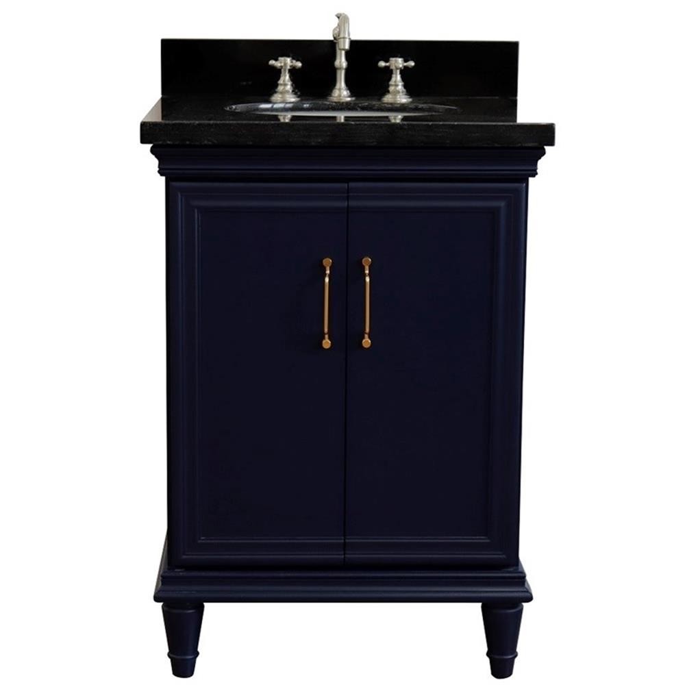 25 in. Single Wooden Vanity Blue with Black Galaxy Oval Sink