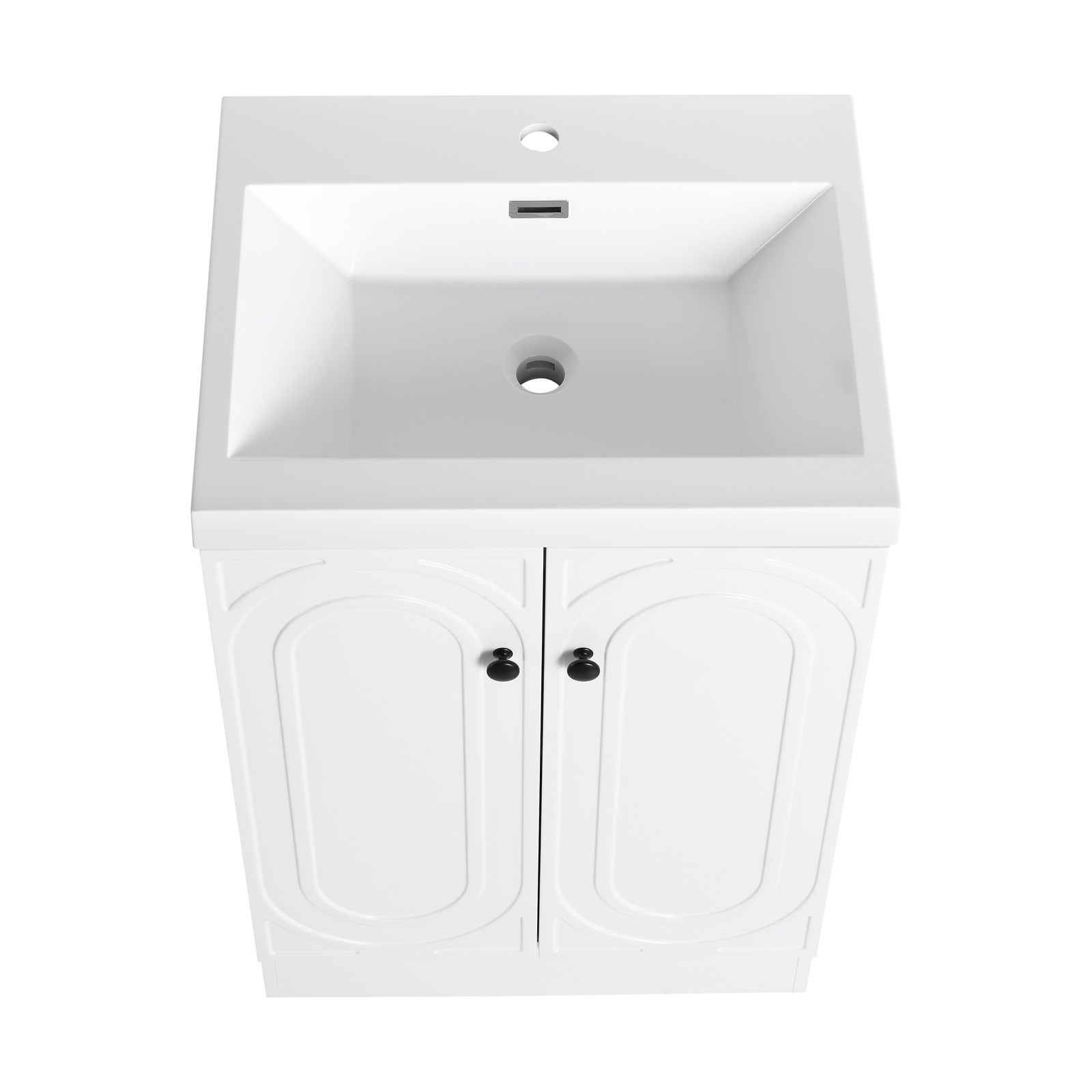 24″ Modern Freestanding Bathroom Vanity Cabinet With Undermount Resin Sink Basin