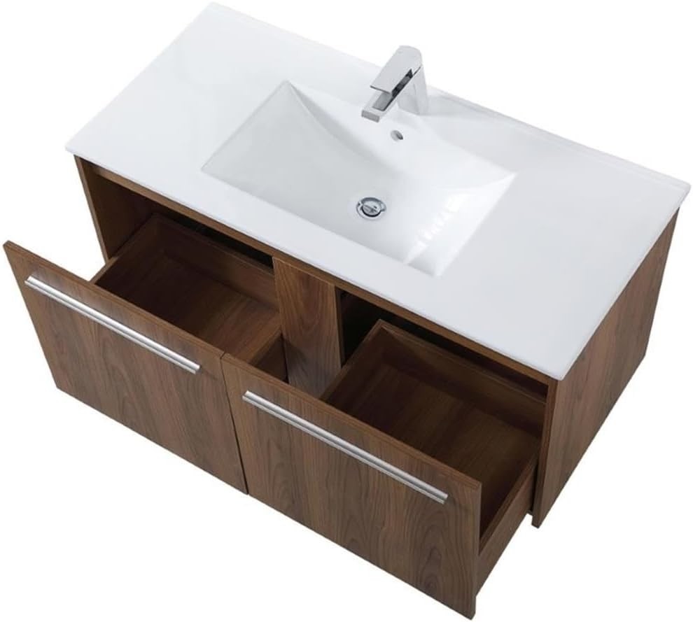 Elegant Lighting 40 inch Single Bathroom Floating Vanity in Walnut Brown